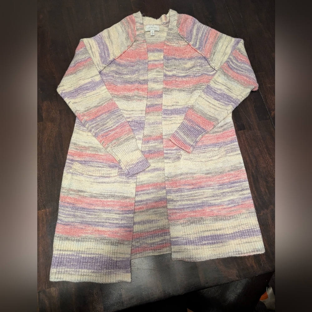 Lucky Brand Oversized Open-Front Cardigan, Women's Small, Pink/Purple SOFT